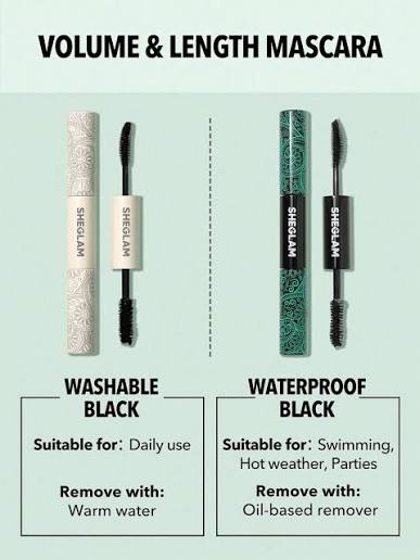 SHEGLAM 2-In-1 Black Volume &amp; Length Washable & waterproof Mascara